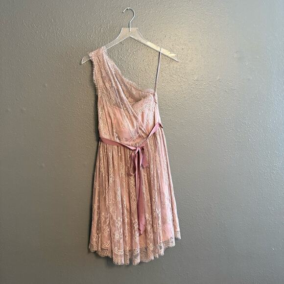 Anthropology Van Et Vien for BHLDN Lace One Shoulder Dress Size 6 - Picture 5 of 8